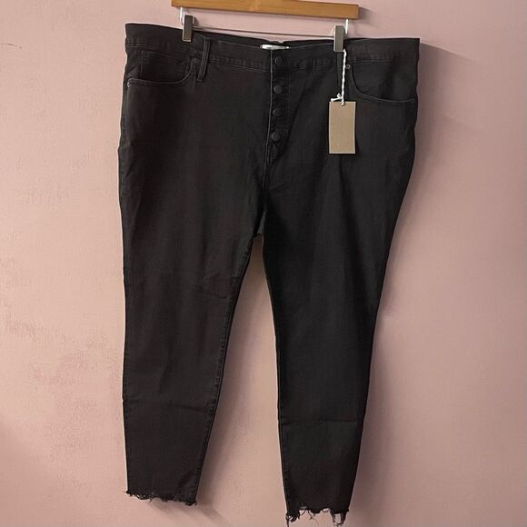 Madewell Black Wash Raw Hem Button-Fly 9” High-Rise Skinny Jeans Size 37P NWT - Picture 9 of 14